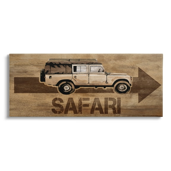 Stupell Industries Safari with Right Facing Arrow Transportation Painting Gallery Wrapped Canvas Art Print Wall Art, 24 x 10
