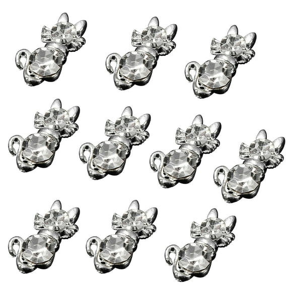 UDIYO 10 Pcs Nails Stickers Fashion Sweet Cute Rhinestone Nails Art Glitters Cat Stickers for Nails Decor