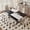 Table+6 Warm Grey&Black Chairs(Style 2), variant on ExtraLco Dining Table Set for 6, White and Black MDF Table with Storage Shelf and Upholstered Chairs for Dining Room