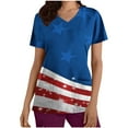 thumbnail image 2 of Titcea Women Nursing Scrub Tops Independence Day Patriotic Printed Working Uniform Short Sleeve V Neck Workwear Blouse T-shirt with Pockets, Gifts for Mom/Her, 2 of 4