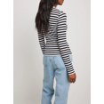 thumbnail image 3 of SUNSIOM T-Shirt Ajusté à Manches Longues Rayé pour Femmes Col Rond Hauts Printemps Décontracté Mode Urbaine, 3 of 6