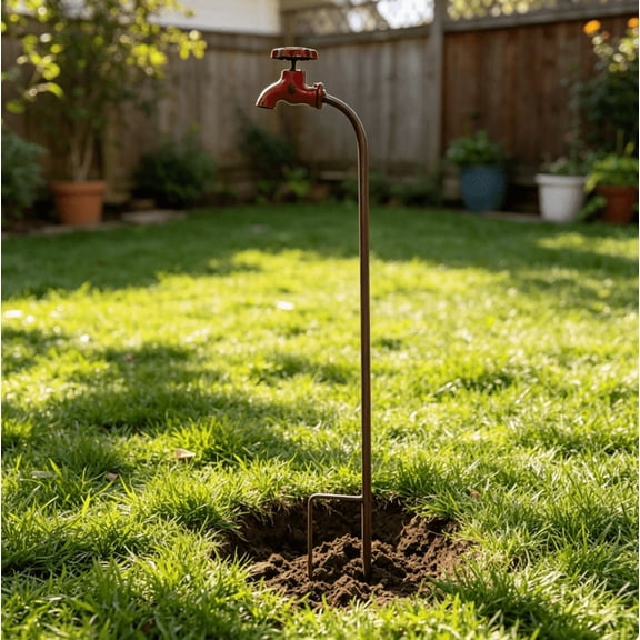 Metal Faucet Yard Stake, Waterproof Garden Art Decoration for Lawn, Pathway and Courtyard