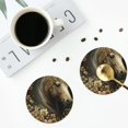 thumbnail image 4 of Yiaed Palatial Gold Pattern Horse Print Leather Coasters for Drinks - Cup Coasters Coffee Table Kitchen Table Bar, Home & Office Gifts Handmade Drink Coasters-Round Shape, 4 of 6