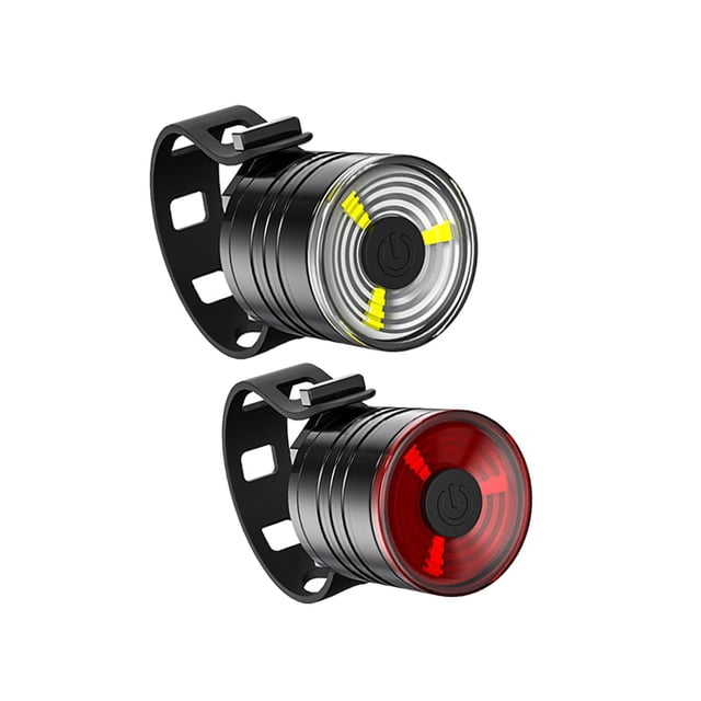 relayinert Headlight Bike Head Light Front Rear Lamps Warning Lamp Red White 27.5x26mm 1Set
