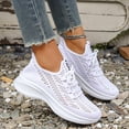 thumbnail image 5 of Women's Breathable Lace Up Running Shoes Lightweight Slip On Sneakers Comfortable Arch Support Non Slip Walking Shoes White Size 8.5, 5 of 9