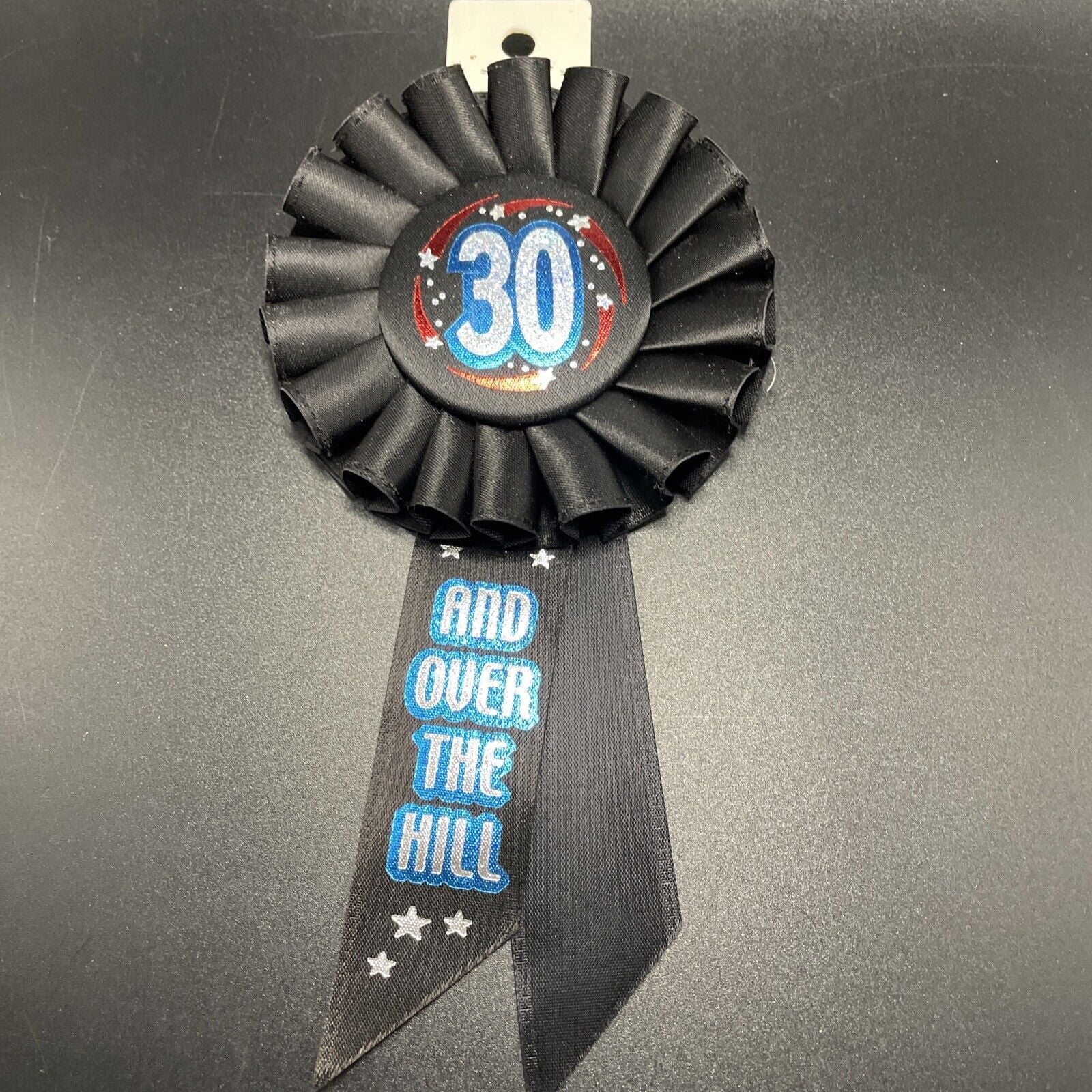 Pack of 6 Black "30 and Over The Hill" Birthday Celebration Rosette Ribbons 6.5"