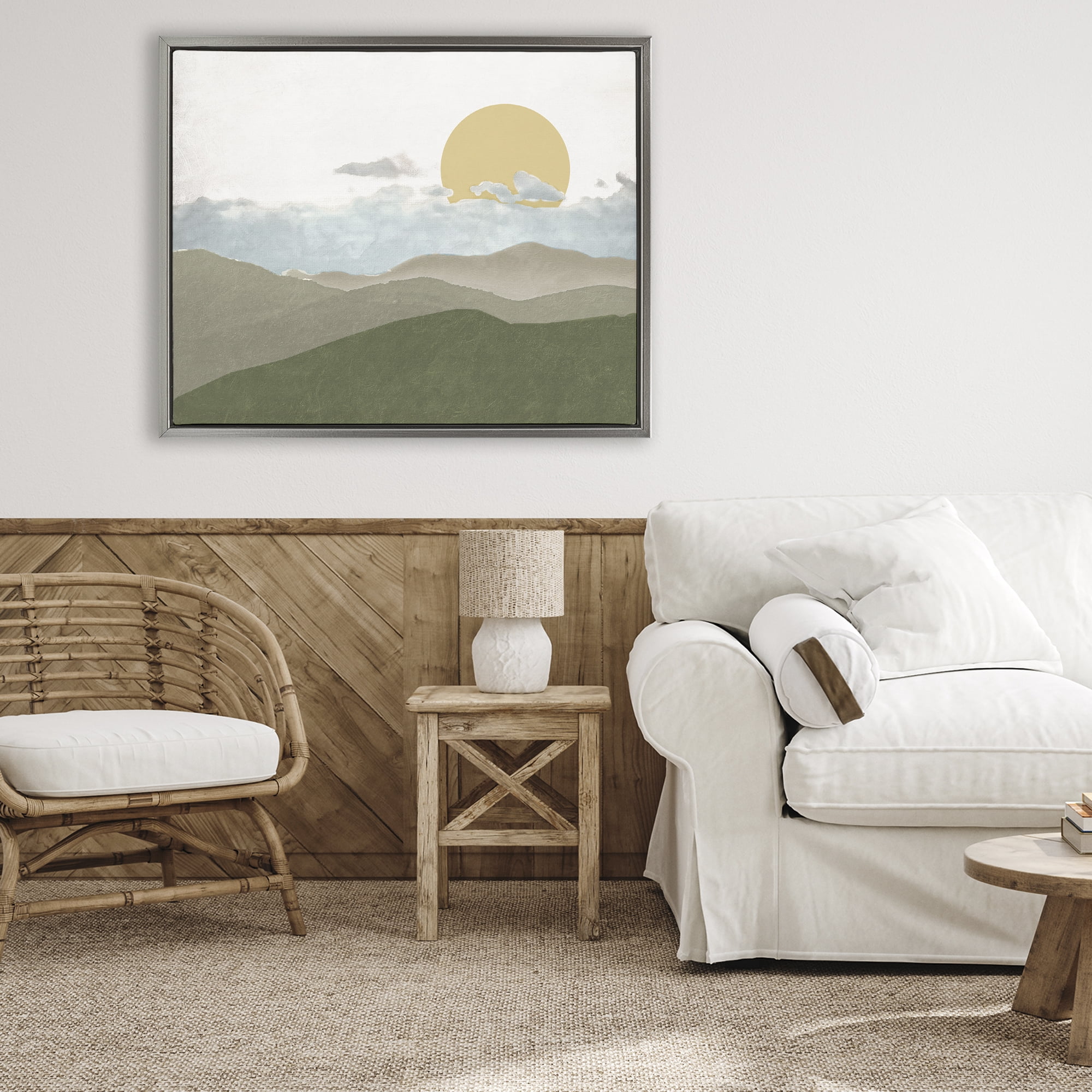 Stupell Industries Earthen Dreams Sunrise Gray Framed Floater Canvas Wall Art, design by Elizabeth Medley