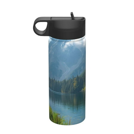 

Fuzoiu Majestic Deer Mountain Lake Print 18oz Insulated Sports Kettle Outdoor Sport Gym Stainless Steel Water Bottle With Straw Lid