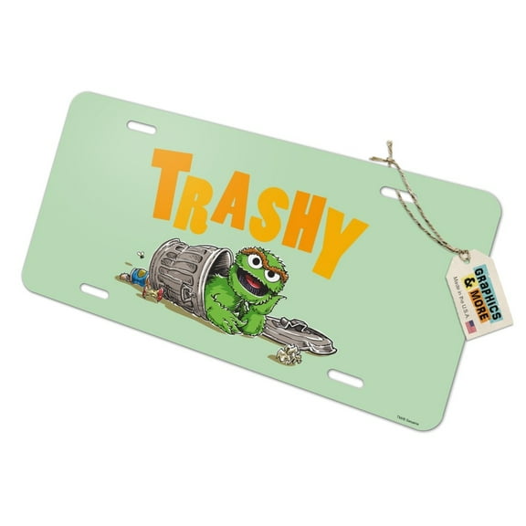 Sesame Street Trashy Oscar the Grouch Novelty Metal Vanity Tag License Plate