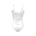 thumbnail image 6 of XUELUO One Piece Swimsuit Women Summer Solid Color Spaghetti Strap V Neck Backless hollow out Slim Swimwear Activewear,White,S, 6 of 7