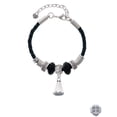 thumbnail image 2 of Delight Jewelry Silvertone 3-D White Ghost with Black Crystals Sister Celtic Knot Leather Bead Bracelet, 7"+2" Extender, 2 of 4