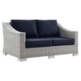 thumbnail image 2 of Modway Conway Modern Wicker / Rattan Patio Loveseat in Light Gray/Navy, 2 of 8
