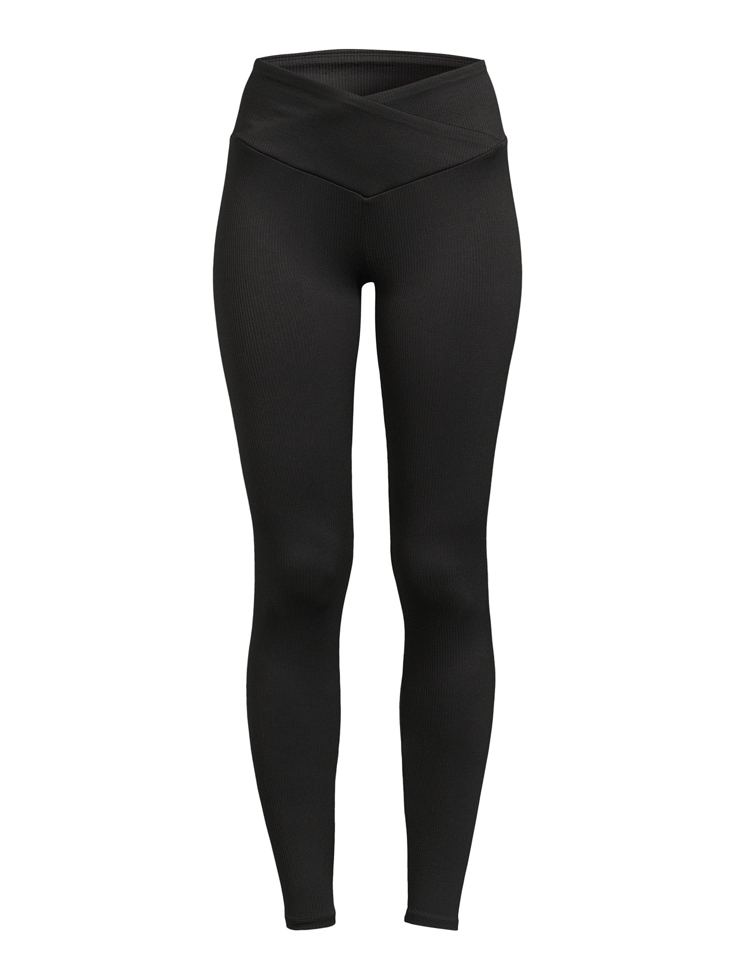 Avia Women’s Ribbed Leggings with Crossover Waistband, 26” Inseam, Sizes XS-XXXL