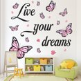 thumbnail image 1 of Adhesivos de pared Live Your Dreams, acuarela, mariposa, rosa, 1 of 3