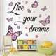 thumbnail image 1 of Adhesivos de pared Live Your Dreams, acuarela, mariposa, rosa, 1 of 3