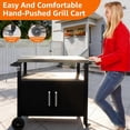 thumbnail image 4 of Heavy-Duty Outdoor Kitchen Island with Storage Cabinet, Movable BBQ Grill Table and Pizza Oven Stand, Rolling Dining Cart for Patio, Backyard, Indoor Griddle Table, 4 of 6