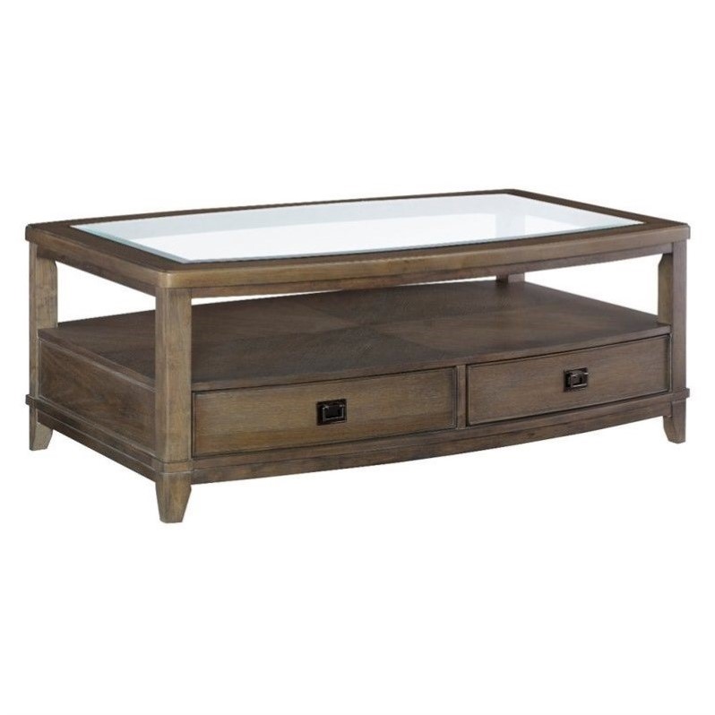American Drew Park Studio Glass Coffee Table in Taupe ...