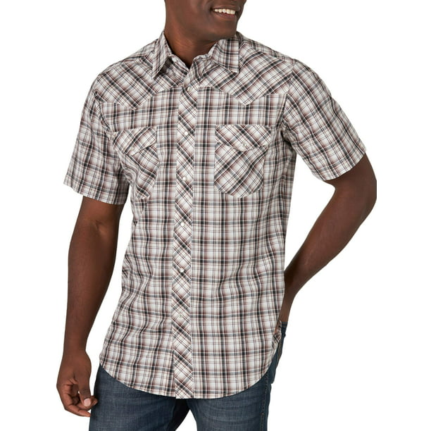 Wrangler - Wrangler Men's Short Sleeve 2 Pocket Western Shirt - Walmart ...
