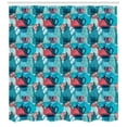 thumbnail image 3 of Ambesonne Tea Party Shower Curtain, Crockery Silhouettes, 69"Wx75"L, Dark Coral Pale Blue, 3 of 3