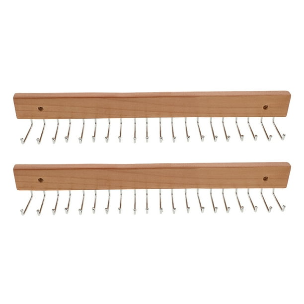GOOHOCHY 2 percheros de madera para corbatas y cinturones, para colgar en la pared del armario, organizador de corbatas, ahorra espacio en el dormitorio y el baño.