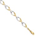 thumbnail image 1 of Real 14kt and White Rhodium Oval Link Chain Chain Bracelet Chain Bracelet; 7 inch; for Adults and Teens; for Women and Men, 1 of 3