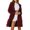 Wine, variant on Women's Winter Jackets Fall Fashion Open Front Long Shaggy Coat Outerwear Jacket for Women Winter Women Extra Long Jacket Zip Front Maternity Jacket
