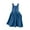 Blue, variant on Bxsruta Back Button Suspender Dress for Girls, Pocketed Denim-Style Linen Blend Sundress for Spring and Summer Daily Wear
