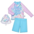 thumbnail image 2 of Shadoumai Girls Long Sleeve Two Piece Rash Guard Swimsuit Set with Matching Shorts Sun Protective Swimwear Outfit for Kids,Girls Swimsuit Size 6, 2 of 9