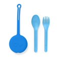 thumbnail image 1 of OmieBox Kids Utensils Set with Case - 2 Piece Plastic, Reusable Fork and Spoon Silverware with Pod for Kids (Blue), 1 of 5