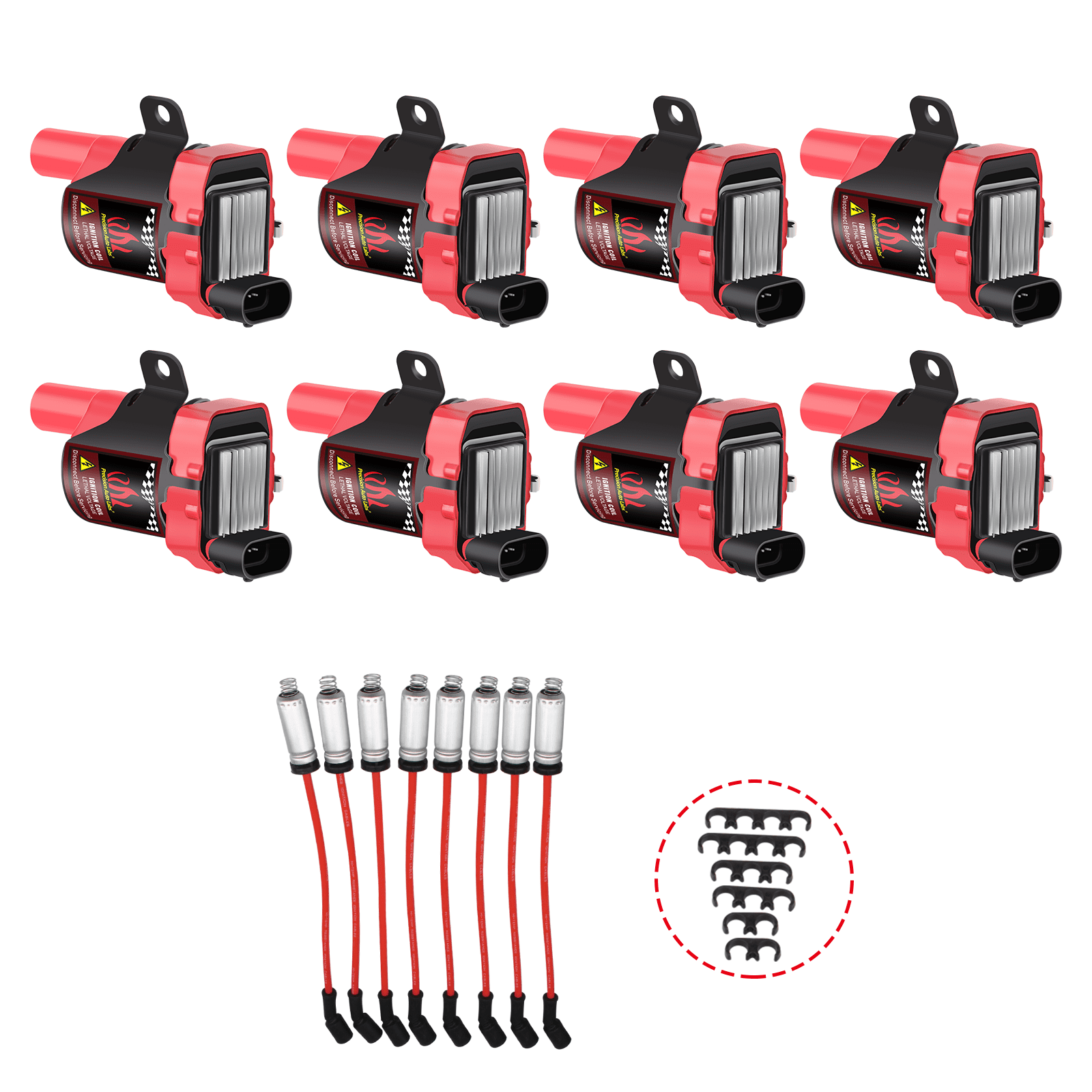 Carbole 8 Pack D585 C1251 UF262 Ignition Coil Pack and 748UU 8mm Spark