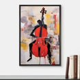 thumbnail image 2 of IDEA4WALL Framed Canvas Print Wall Art Cellist Playing Cello Wall Decor Vintage Classic Colorful Print Street Artisc Artwork Multicolor Contemporary for Home Decoration - Black 24"x36", 2 of 5
