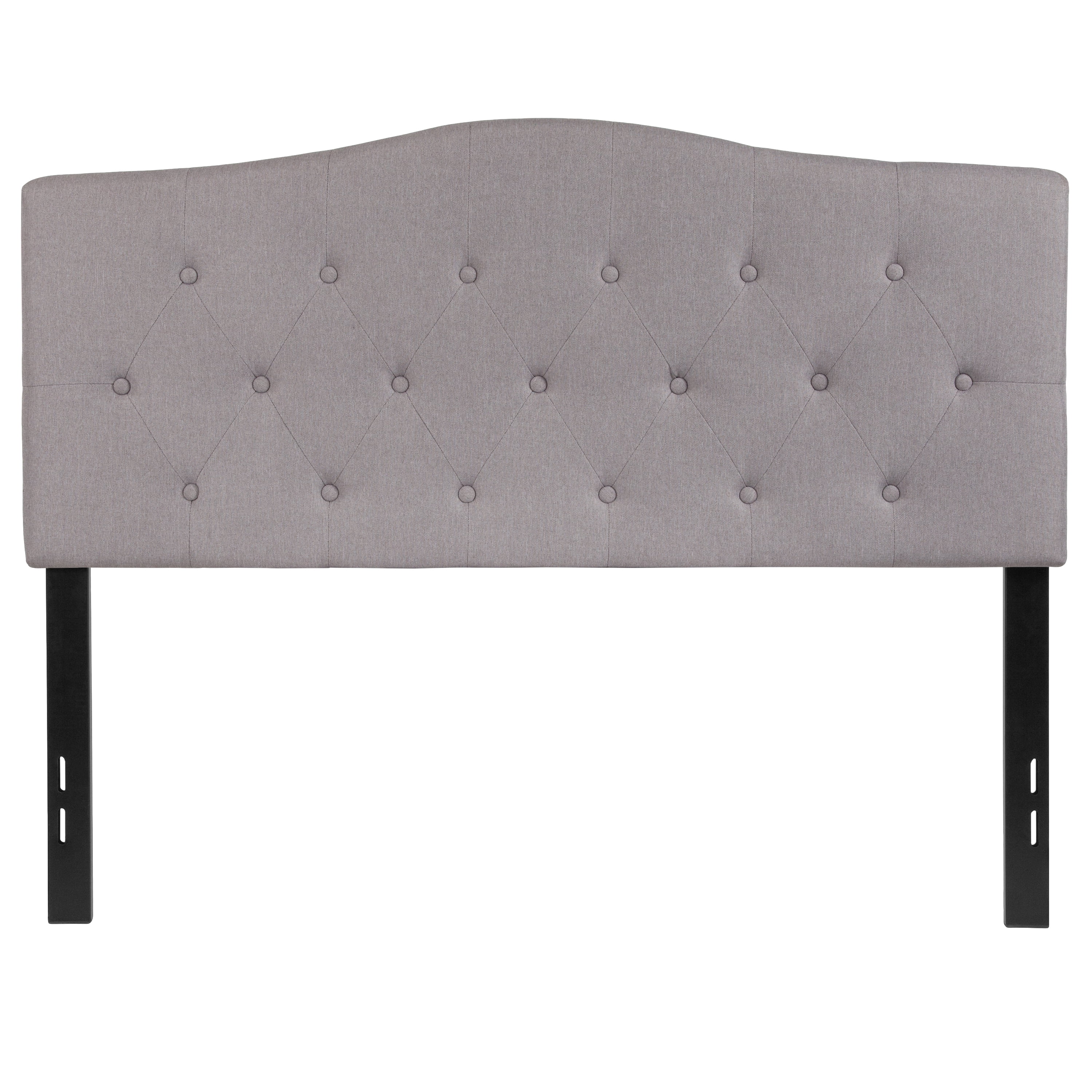 Emma + Oliver Arched Button Tufted Full Size Headboard in Light Gray Fabric