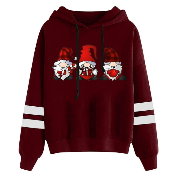 Women Christmas Outfit Festive Holiday Pullover Hoodie Long Sleeve Cozy Christmas Wear For Family Casual Outfit Comfortable Winter Sweater Red XL