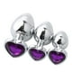 thumbnail image 1 of Juego de tapones anales en forma de corazón, 3 piezas de tapón anal de metal, tapón anal de juguete, tapones anales de metal construidos para precisión, 1 of 8