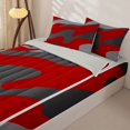 thumbnail image 3 of Homewish Grunge Red Camo Zipper Queen Comforter Set with Fitted Sheet and 2 Pillowcases,Retro Aesthetic Zipper Bedding Set,Light Gray Reversible,4pcs, 3 of 8