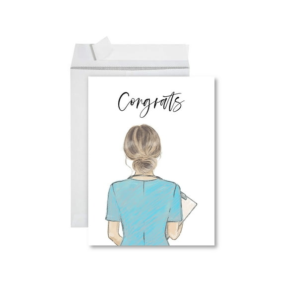 Koyal Wholesale Funny Congratulations Jumbo Card With Envelope, Congrats, Female Scrub Design, Graduation Greeting Card
