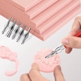 thumbnail image 4 of 14PCS Rubber Stamp Carving Kit with Linoleum Block Carving Tools for Printmaking,Stamp Making Kit Block Printing Kit,14 x pink rubber blocks 1 set x stamp engraving tool (with 6 blades), 4 of 6