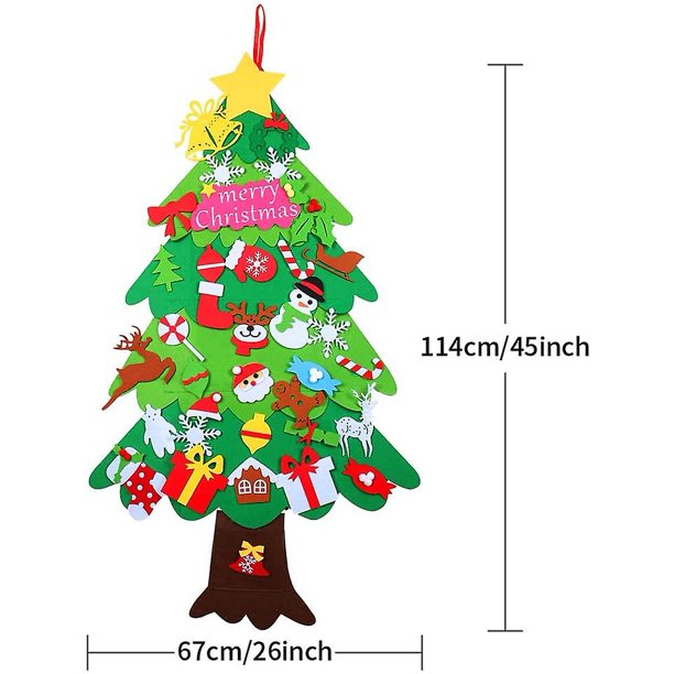 CARBONLIKE 36 piezas Diy árbol de Navidad fieltro conjunto para niños regalo de Navidad decoración de pared con colgante Rop