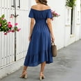 thumbnail image 5 of Lnmiateer Solid Retro Puff Sleeve Fitted Waist Ruffled Hem Midi Dress Ladies Soft Wrinkle Resistant Fabric Autumn Winter Dating City Travel Going Out Outfit, 5 of 6