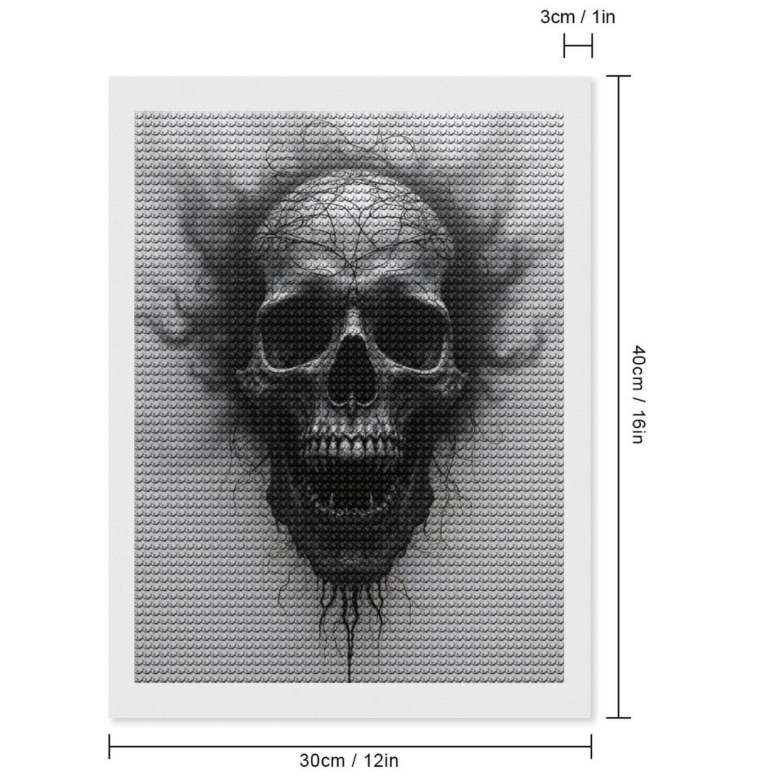 Diamond Art Kits for Adults, Skull Art Intricate Dark Lines 5D Diamond Painting Kits for Adults Beginners, DIY Full Drill Diamond Painting, Gem Art and Crafts 12x16