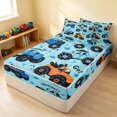 thumbnail image 3 of Erosebridal Monster Truck Zipper Queen Comforter Set with Fitted Sheet and 2 Pillowcases, Off-Road Zipper Bedding Set, Dark Blue, Black Reversible, 3 of 7