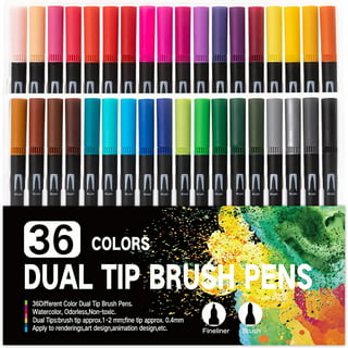 24 Colors Dual Tip Brush Pens, EEEkit Art Marker Pens with Fine Point and  Brush Tip Fit for Note-Taking Drawing Writing