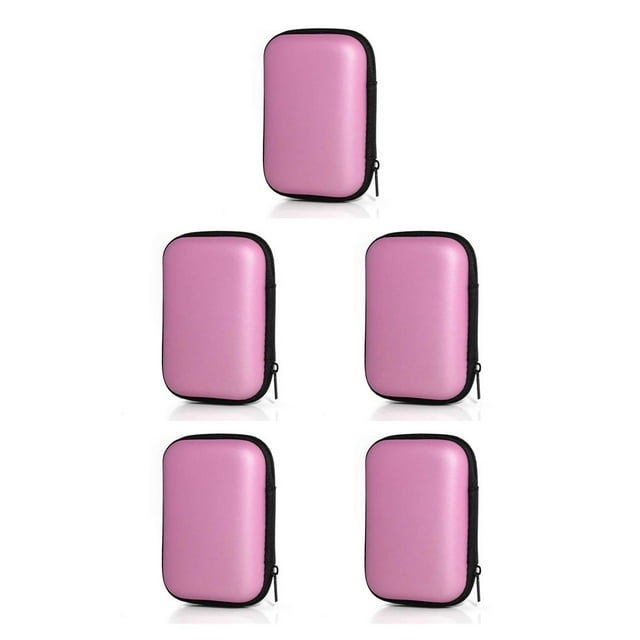 jesticaly Earphone Carry Case with Zipper Earbud Wireless Wired Storage Box Organizer Multi-purpose for Protection Pouch for Outdoor Pink 5Set