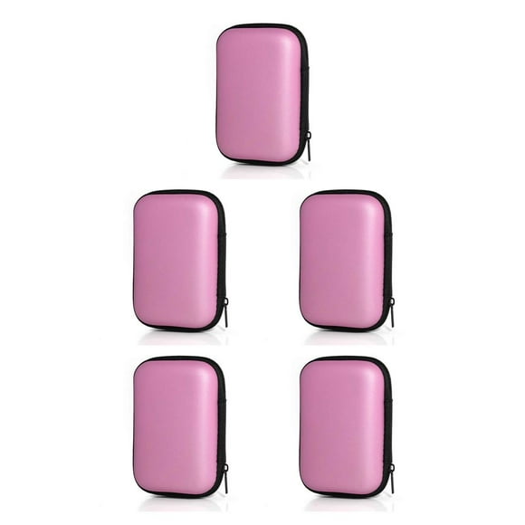 jesticaly Earphone Carry Case with Zipper Earbud Wireless Wired Storage Box Organizer Multi-purpose for Protection Pouch for Outdoor Pink 5Set