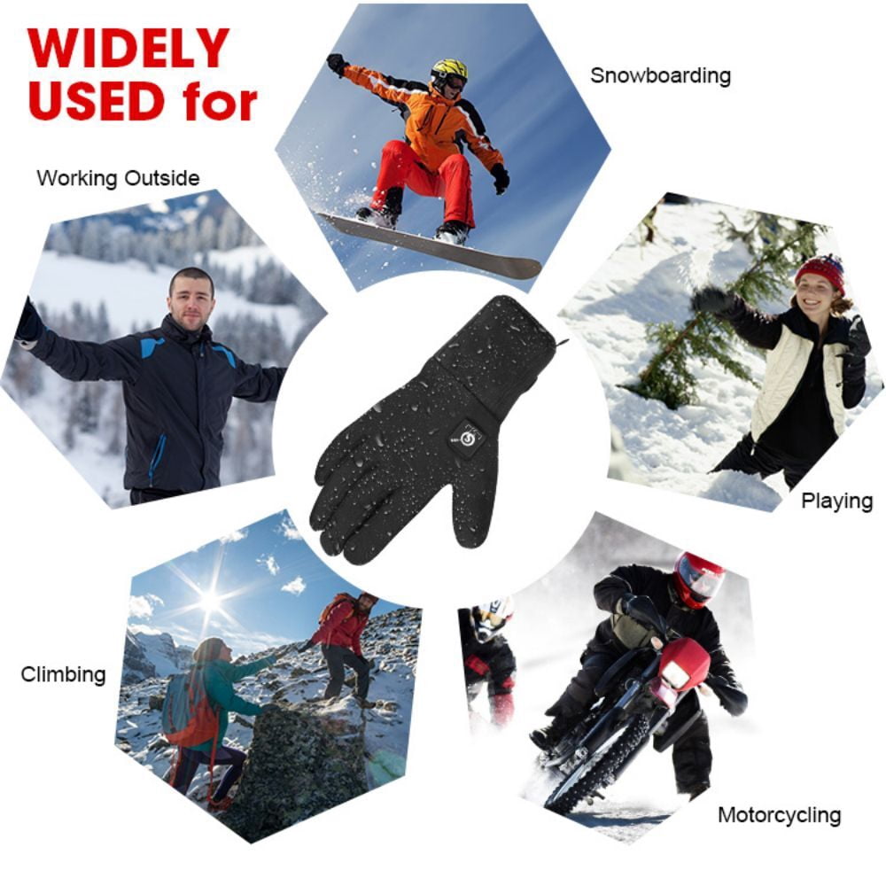 Savior Heat Full Finnger Winter Skiing Gloves Electric Heated Glove for Men Women Rechargeable Battery Waterproof Hand Warmer Winter Cycling Riding
