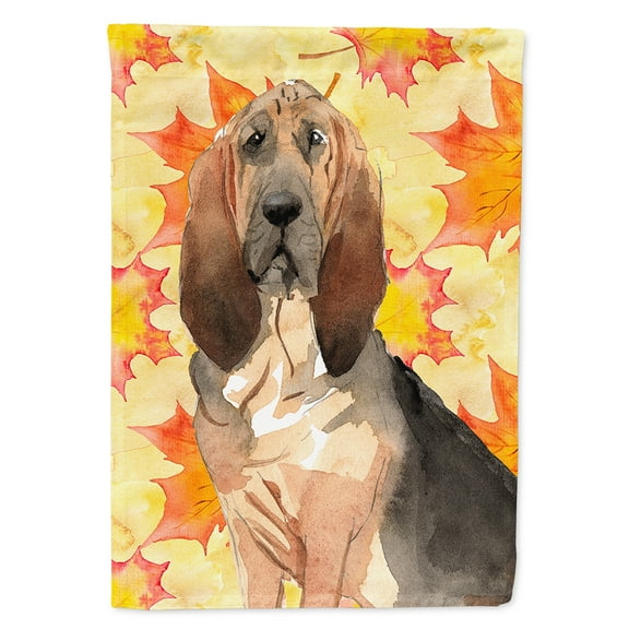 Carolines Treasures CK1850CHF Fall Leaves Bloodhound Flag Canvas House Size  Large multicolor