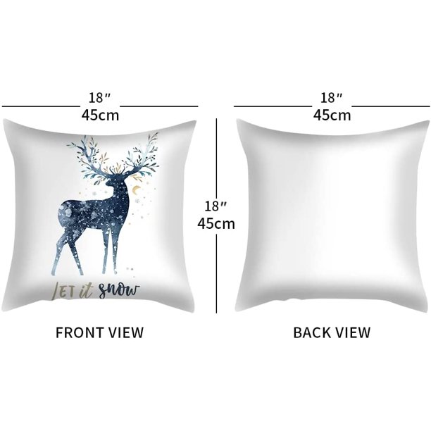 4 fundas de cojín con tema navideño, funda de almohada navideña, funda de cojín navideña, funda de almohada navideña para sofá, funda de cojín navideña (azul claro)