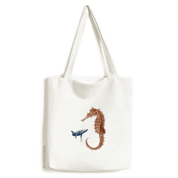 Contrast Size Hippocampal Whales Tote Canvas Bag Shopping Satchel Casual Handbag
