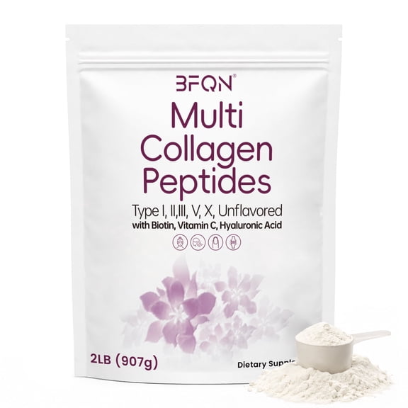 Multi Collagen Protein Powder, 2 Pounds – Type I, II, III, V, X, Hydrolyzed Collagen, Hyaluronic Acid Power, Biotin, Vitamin C – Unflavored Collagen Peptides – Easy Dissolve
