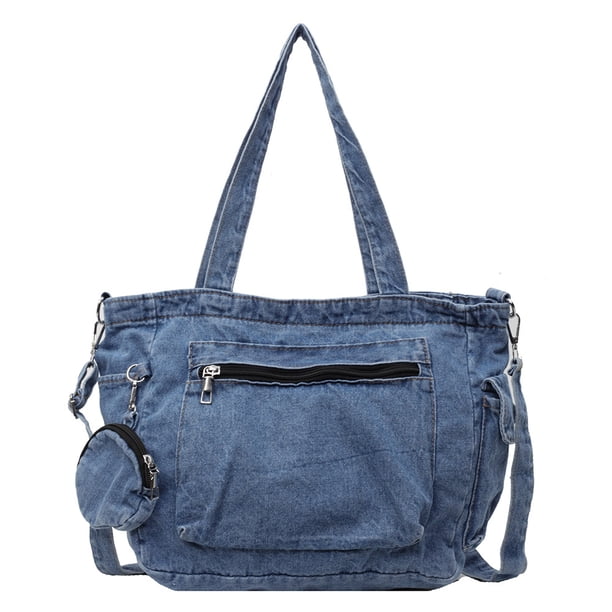 177 Bolso Mezclilla Versátil Gran Capacidad Bolso Hombro Bolso Cruzado Bolso Mano Hobo (azul) Azul